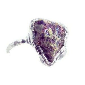 Chalcopyrite crystal Ring handmade gothic metalwork